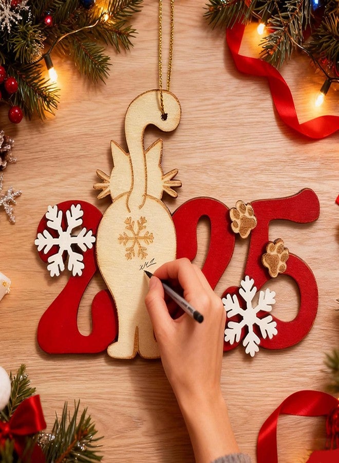 Chambom Funny Christmas Ornaments 2025 - White Elephant Gifts for Adults, Unique Wooden Christmas Tree Hanging Ornament, Cute Cat Ornaments for Cat Lover, Stocking Stuffers Christmas Party Decorations - Image 4